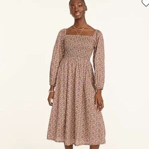 NWT J. Crew Liberty London Daydream Busy Izzy Floral Puff Sleeve Midi Dress Med